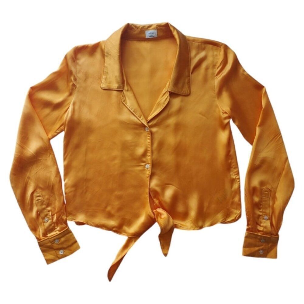 Wilfred Tuscan Sun Tie-Front Cropped Blouse Size XXS